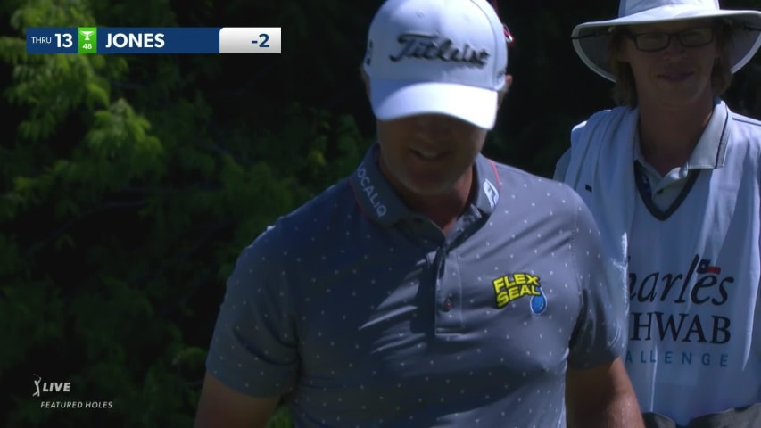 Matt Jones sinks a 22-foot birdie putt at Charles Schwab