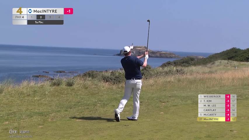 Robert MacIntyre gets up-and-down from 143 yards for birdie on No. 4 at Genesis Scottish Open