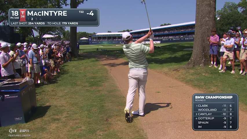 Robert MacIntyre's 178-yard approach sets up birdie on No. 18 at BMW Championship