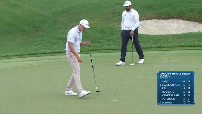 Matti Schmid sinks 10-foot birdie putt on No. 9 at ONEflight Myrtle