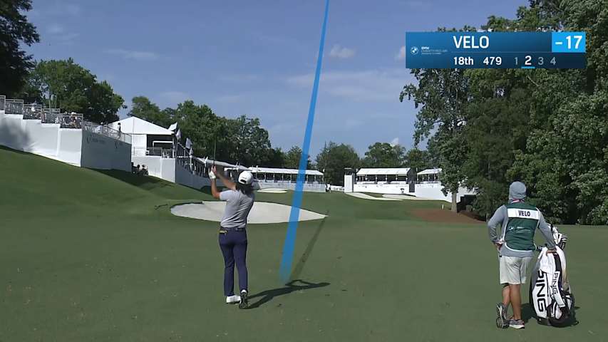 Kevin Velo makes throws a dart to set up birdie at BMW Charity Pro-Am