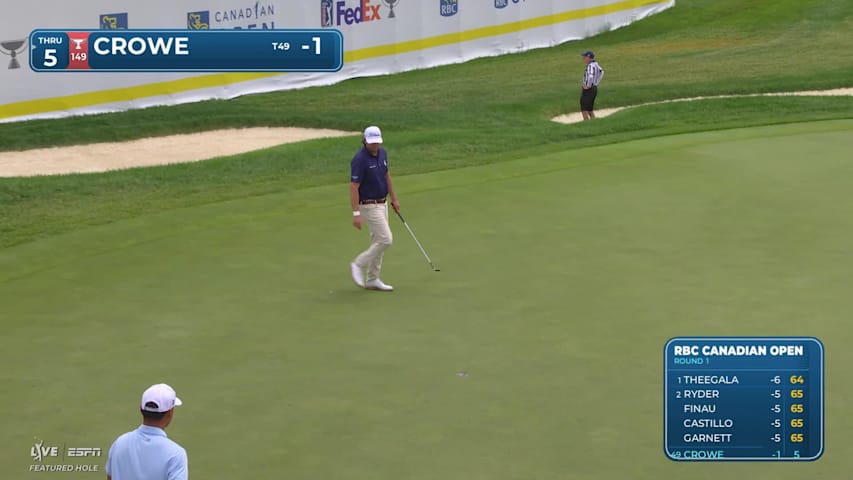 Trace Crowe holes 24-foot approach for birdie on No. 14 at RBC Canadian