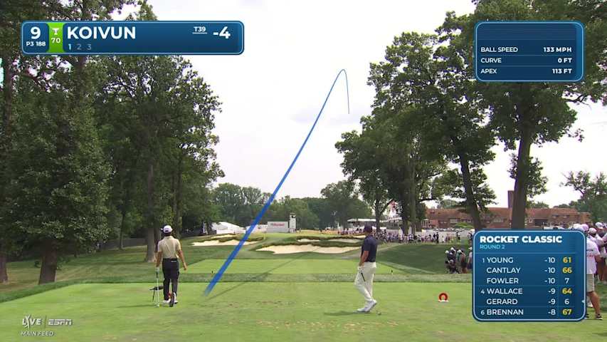 Jackson Koivun holes 21-foot shot for birdie on No. 9 at Rocket Classic