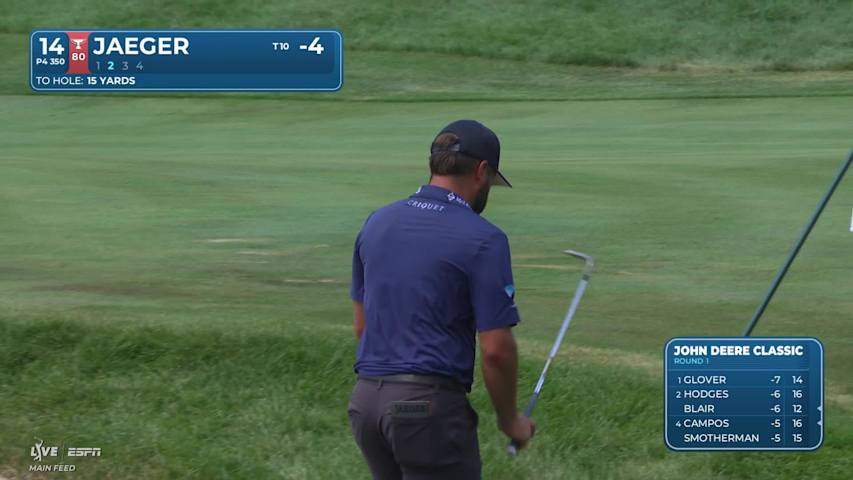 Stephan Jaeger sinks 3-foot birdie putt on No. 14 at John Deere