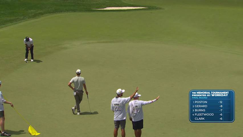 J.J. Spaun sinks 31-foot birdie putt on No. 1 at the Memorial