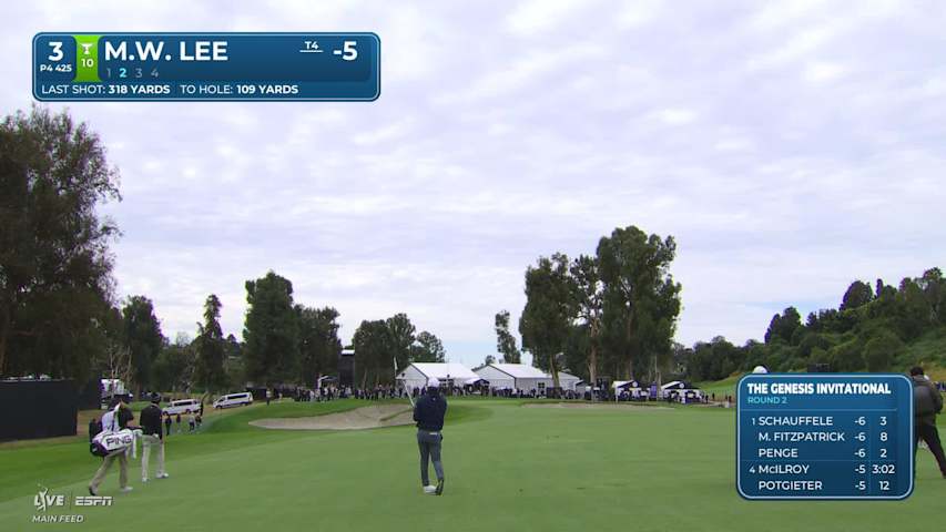 Min Woo Lee hits 107-yard approach to 7 feet, sets up birdie on No. 3 at The Genesis