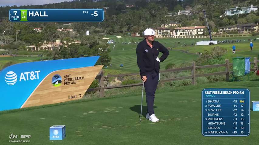 Harry Hall pours in 34-foot birdie putt on No. 7 at AT&T Pebble Beach