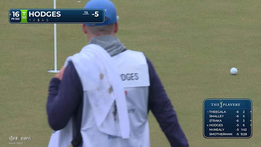 Lee Hodges taps in from 4 feet for birdie on No. 16 at THE PLAYERS