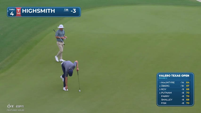 Joe Highsmith holes 82-foot shot for birdie on No. 13 at Valero