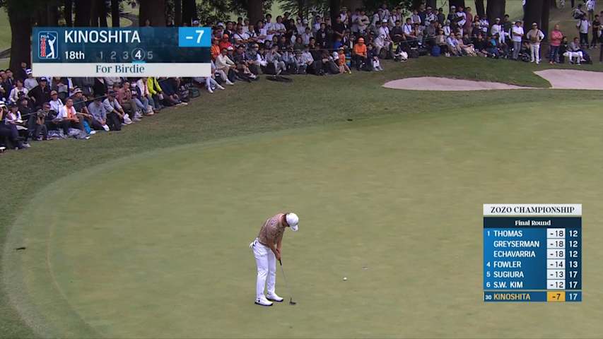 Ryosuke Kinoshita cards closing birdie putt at ZOZO CHAMPIONSHIP