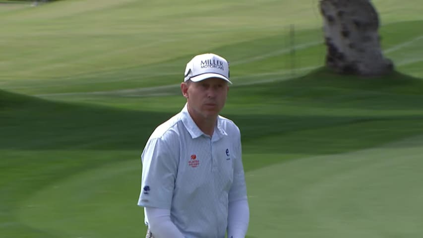 Jason Caron makes birdie putt on No. 12 at Galleri Classic