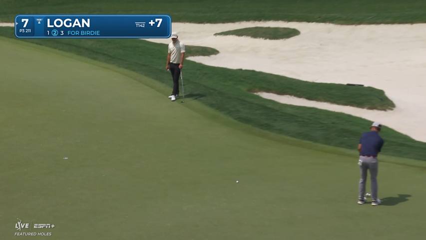 Hunter Logan pours in 24-foot breaking birdie putt at Valero