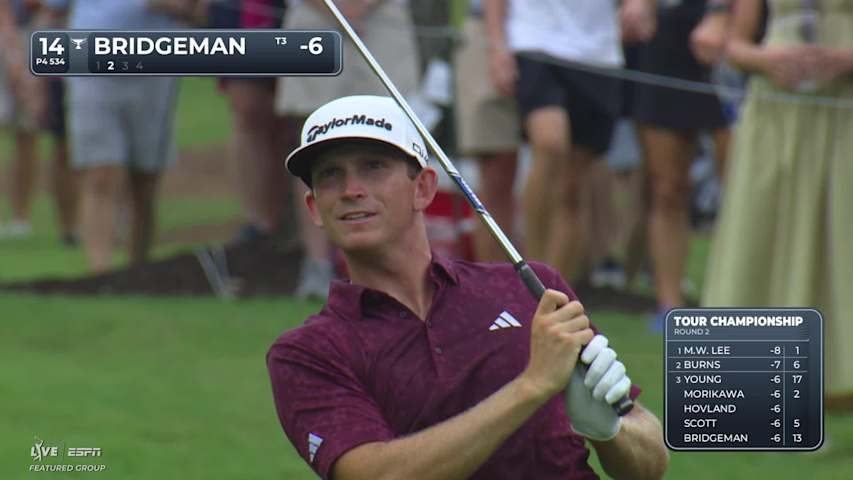 Jacob Bridgeman drains 47-foot birdie putt on No. 14 at TOUR Championship