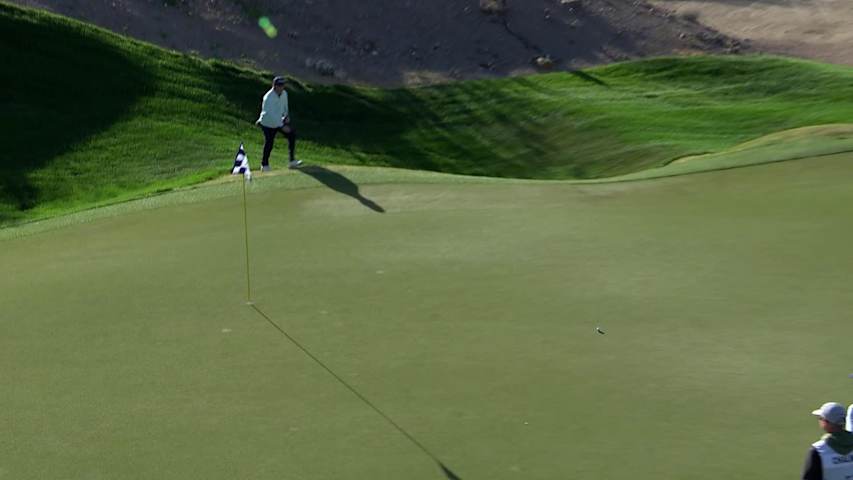 Stephen Ames makes birdie putt on No. 18 at Cologuard