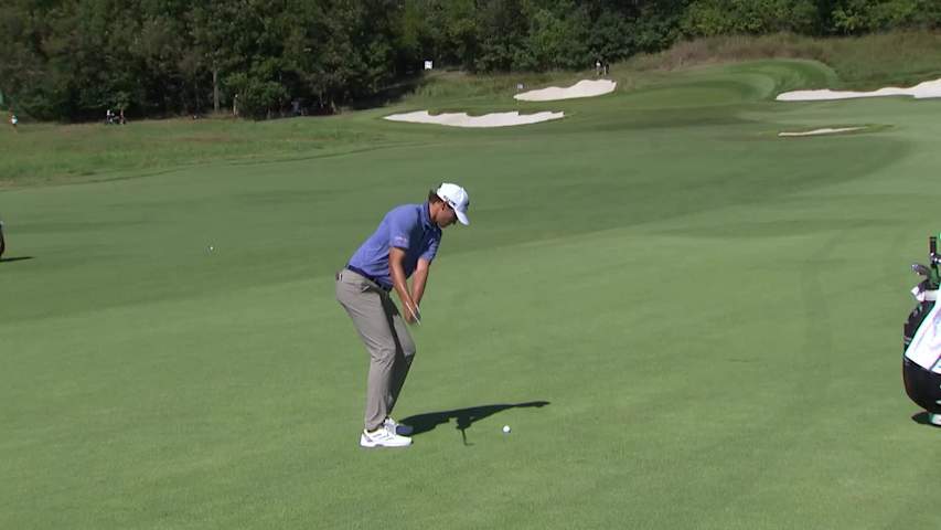 Adrien Dumont de Chassart makes birdie on No. 16 at Compliance Solutions