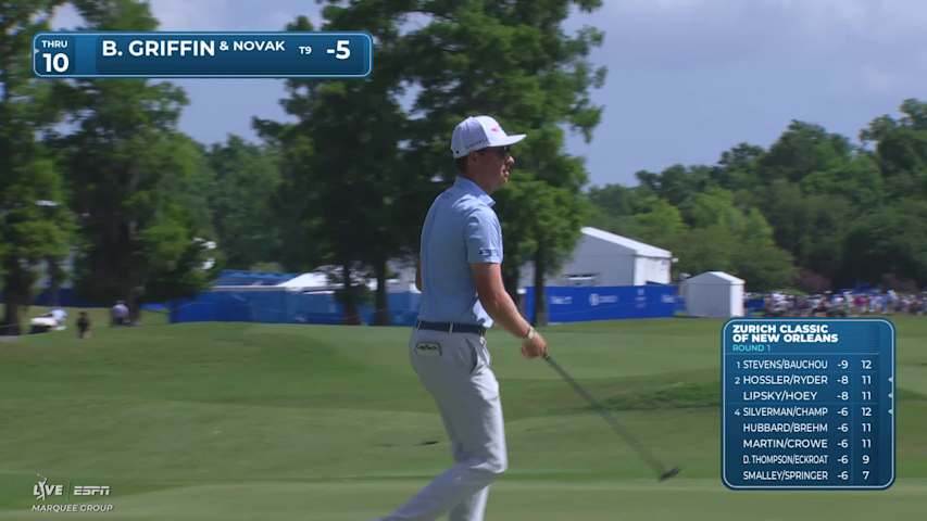 Team Griffin/Novak makes birdie on No. 1 at Zurich Classic