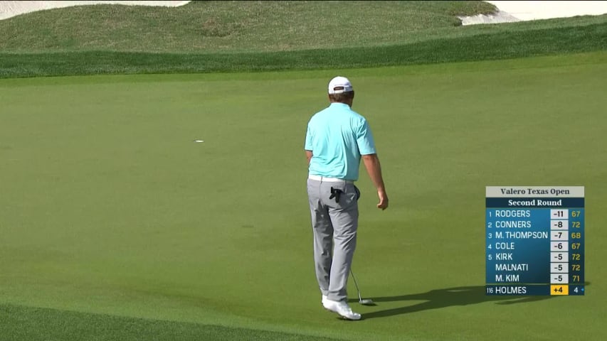 J.B. Holmes sends in 25-foot birdie putt at Valero