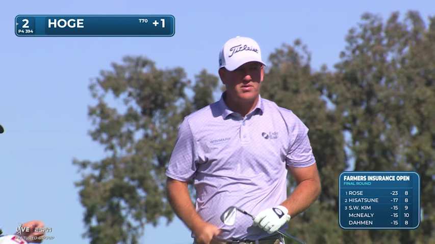 Tom Hoge hits 102-yard approach to 9 feet, sets up birdie on No. 2 at Farmers