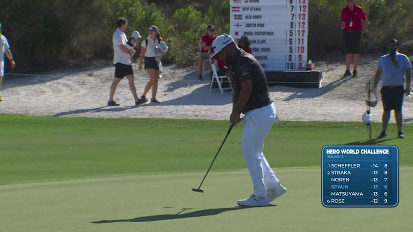 J.J. Spaun sinks 12-foot birdie putt on No. 7 at Hero World Challenge