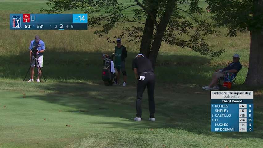 Haotong Li sinks 11-foot putt for birdie on No. 8 at Biltmore Championship