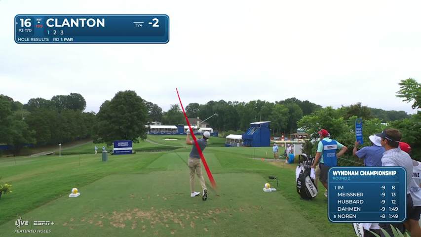 Luke Clanton makes birdie on No. 16 at Wyndham