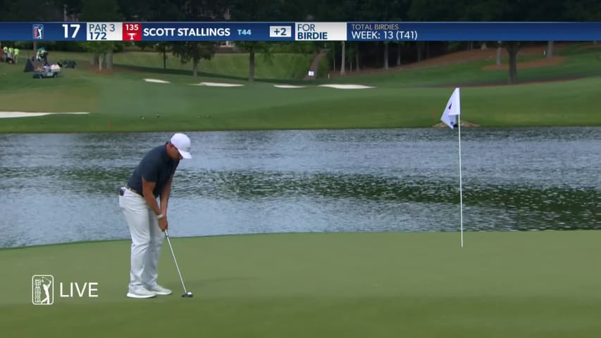 Scott Stallings sinks a 30-foot birdie putt at Wells Fargo