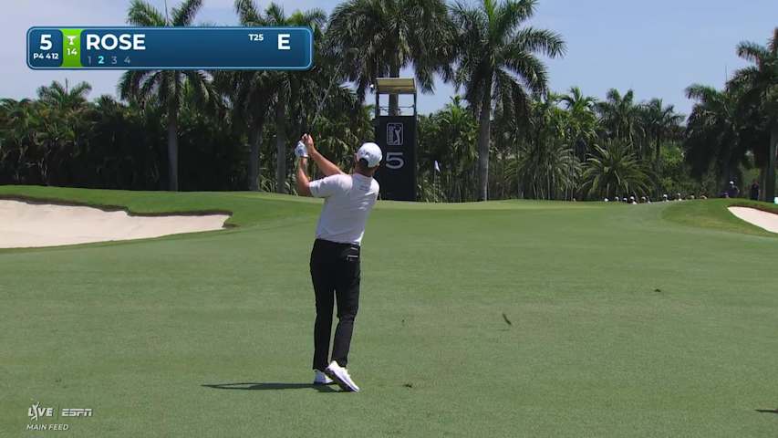 Justin Rose gets up-and-down from 76 yards for birdie on No. 5 at Cadillac