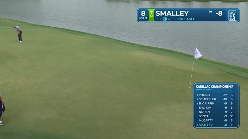 Alex Smalley two-putts for birdie on No. 8 at Cadillac