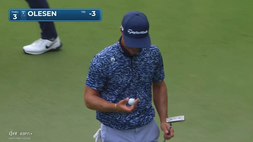 Thorbjørn Olesen holes out for birdie on No. 3 at Wyndham