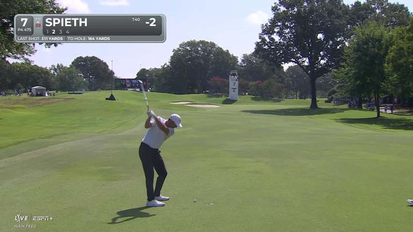 Jordan Spieth makes birdie on No. 7 at FedEx St. Jude