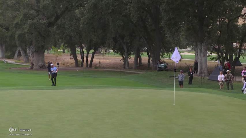 Cameron Young sinks 2-foot birdie putt on No. 12 at Procore