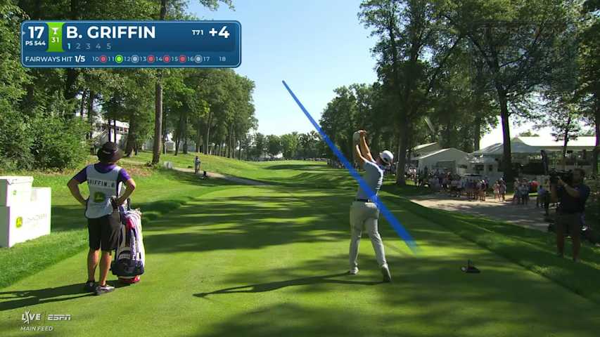 Ben Griffin sinks 15-foot eagle putt on No. 17 at John Deere