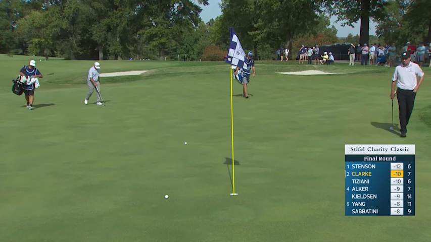 Darren Clarke makes birdie on No. 8 at Stifel Charity Classic