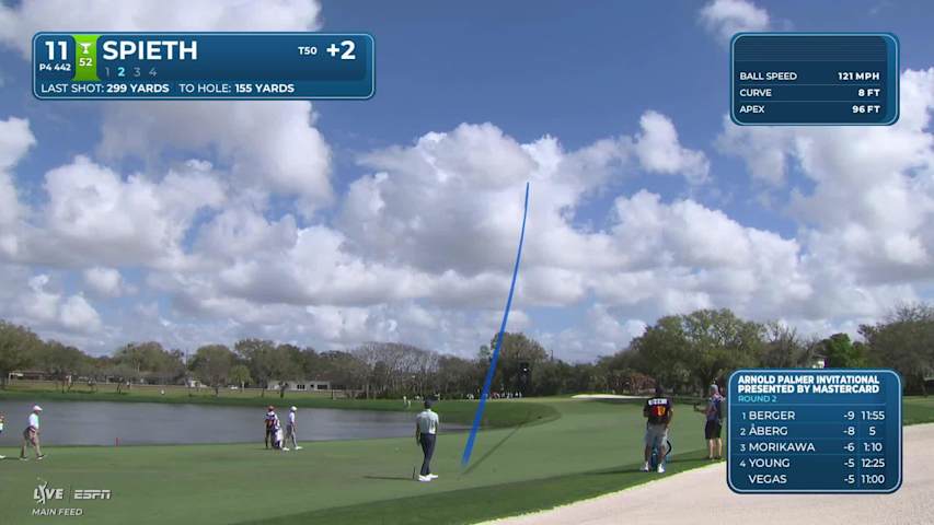 Jordan Spieth sinks 23-foot birdie putt on No. 11 at Arnold Palmer