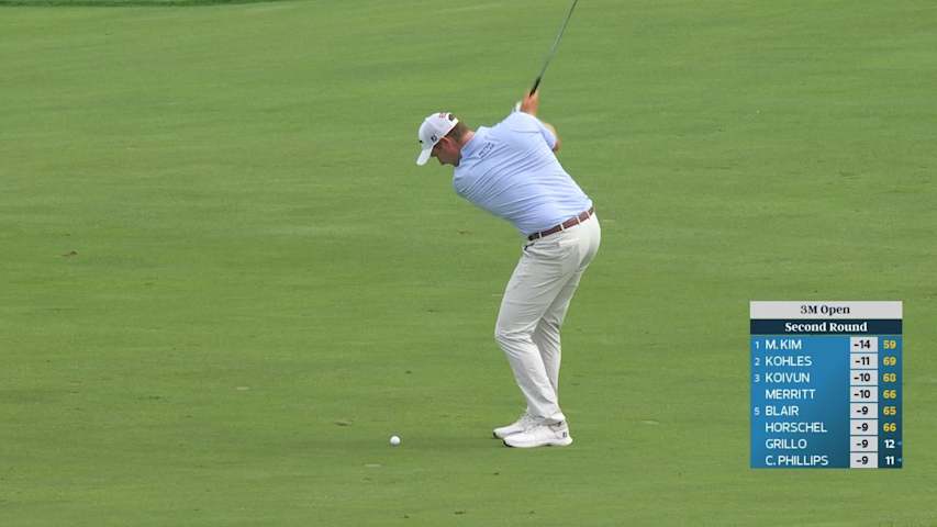 Vince Whaley gets up-and-down from 124 yards for birdie on No. 18 at 3M Open