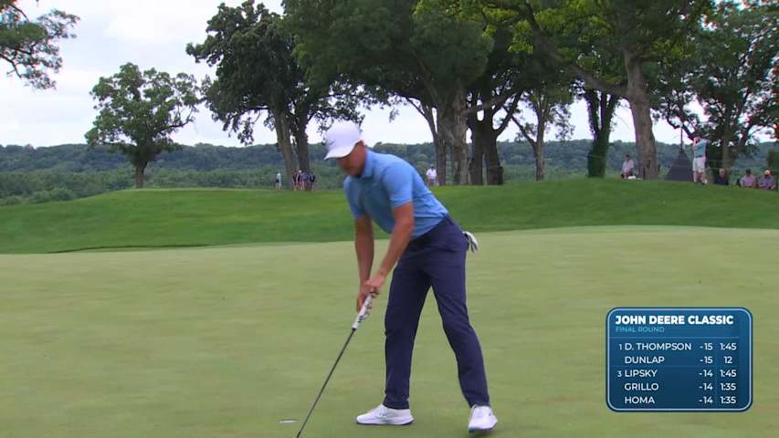 Cameron Champ rolls in a 25-foot birdie putt at John Deere