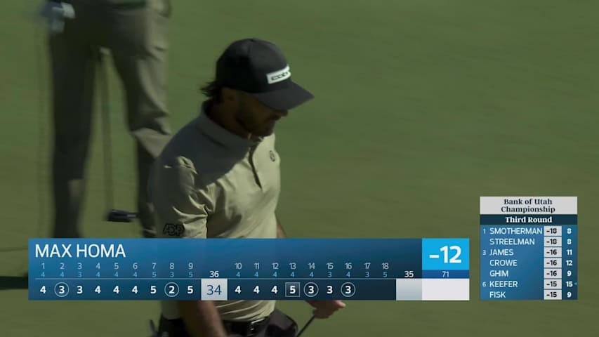 Max Homa sinks 18-foot putt for birdie on No. 16 at Bank of Utah