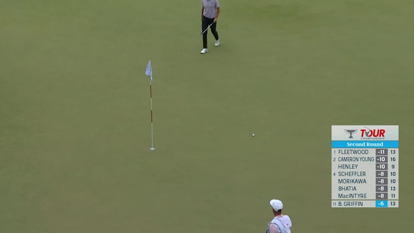 Ben Griffin sinks a 49-foot birdie putt on No. 14 at TOUR Championship