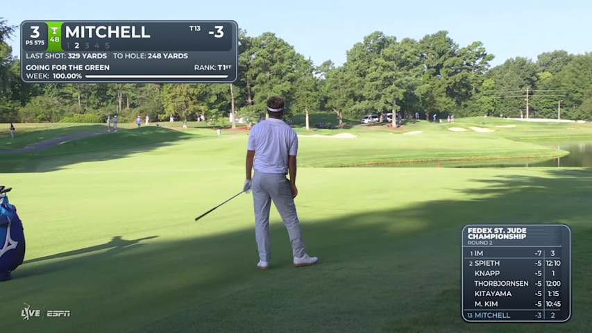 Keith Mitchell sinks 11-foot putt for birdie on No. 3 at FedEx St. Jude