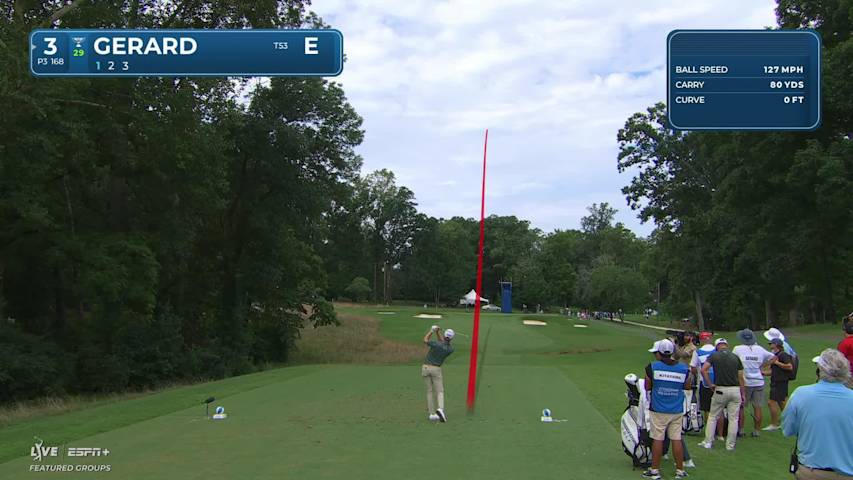 Ryan Gerard sinks a 30-foot birdie putt on No. 3 at Wyndham