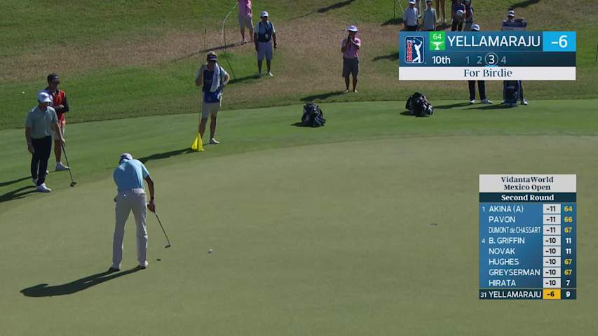 Sudarshan Yellamaraju's 123-yard approach sets up birdie on No. 10 at Mexico Open