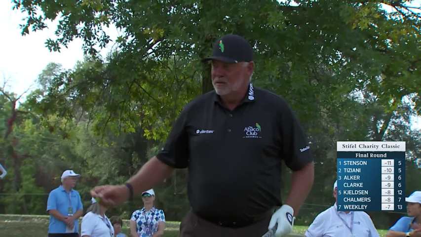 Darren Clarke makes birdie on No. 7 at Stifel Charity Classic