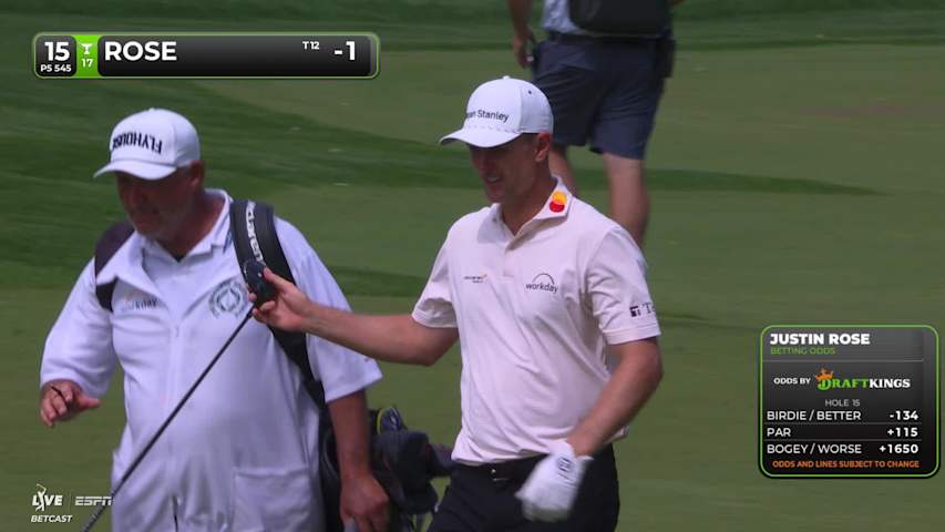 Justin Rose reaches par-5 No. 15 in two, makes birdie at the Memorial