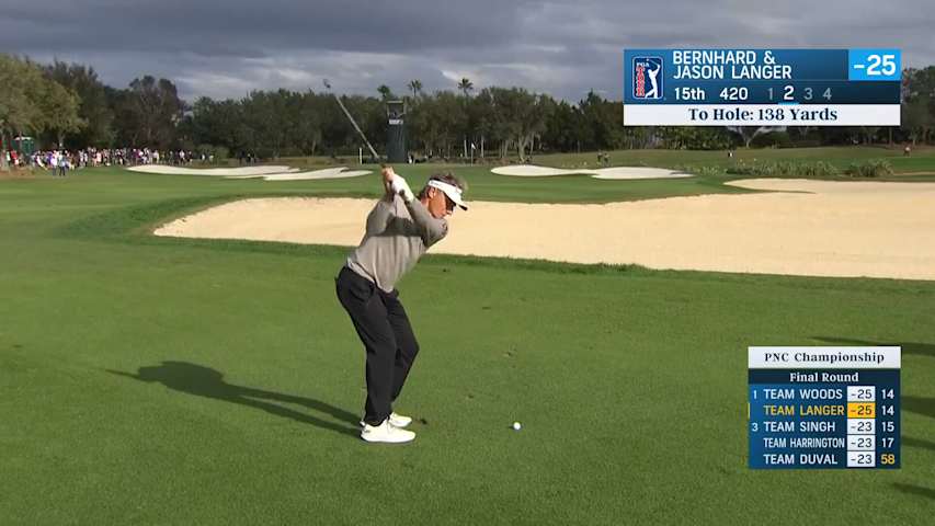 Bernhard and Jason Langer combine for birdie at PNC Championship
