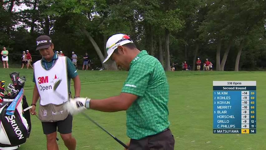 Hideki Matsuyama gets up-and-down from 132 yards for birdie on No. 15 at 3M Open
