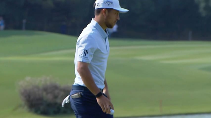 Xander Schauffele's birdie putt on No. 9 at WGC-HSBC Champions