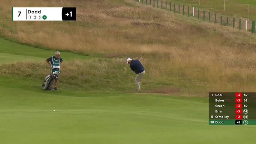 Stephen Dodd holes par-saving chip shot at The Senior Open