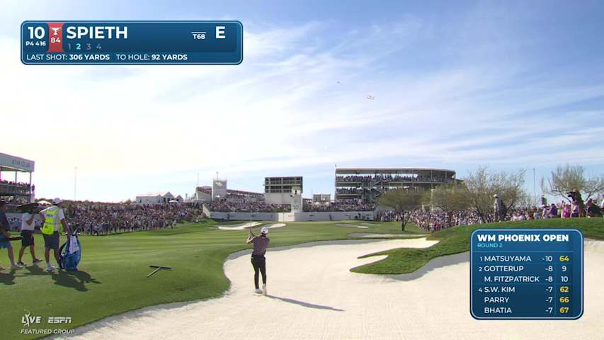 Jordan Spieth drains 15-foot birdie putt on No. 10 at WM Phoenix Open