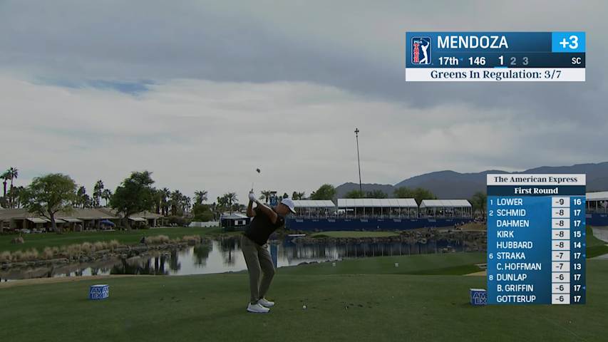 Kyle Mendoza goes right at the pin off the tee shot set up birdie at The American Express