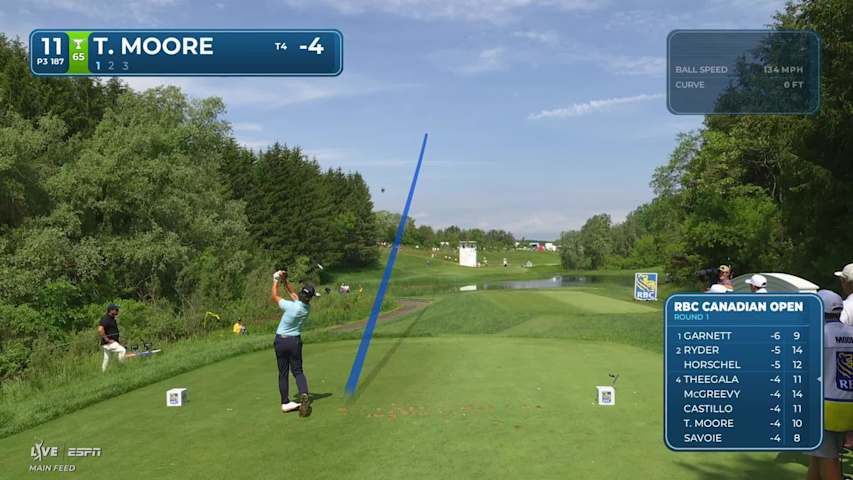 Taylor Moore hits tee shot to 3 feet, sets up birdie on No. 11 at RBC Canadian